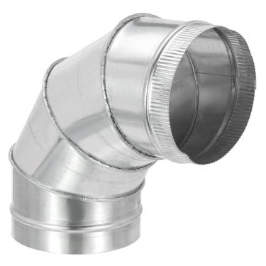 Imagem de PATIKIL Conector de tubo de duto de cotovelo de 90 graus OD de 7 polegadas, conector ajustável de tubo de combustão de chaminé de ventilação HVAC, adaptador de ferro galvanizado para tubo de escape de