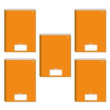 Imagem de Kit com 5 Cadernos Brochurão 96 Folhas Laranja 20cmx27cm Jandaia