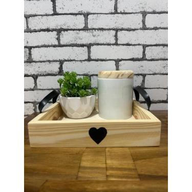 Imagem de Bandeja Clean Quadrada alça em Couro, Bandeja Decorativa, Bandeja de M