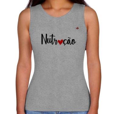 Imagem de Regata Feminina Nutrição por amor - Foca na Moda, Cinza, M