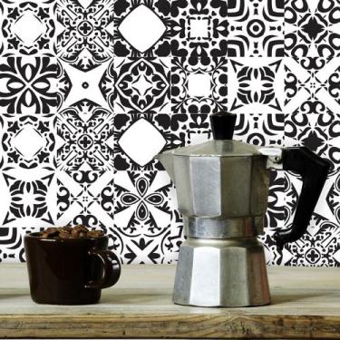 Imagem de Adesivo de Azulejo Preto e Branco Évora 20x20 cm 24un - Quartinhos