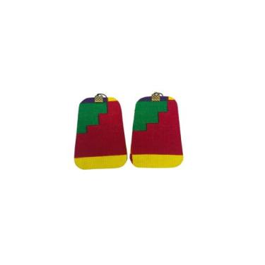 Imagem de Brinco Geométrico Afrodream - Afro Dream Modas, Vermelho, 6cm