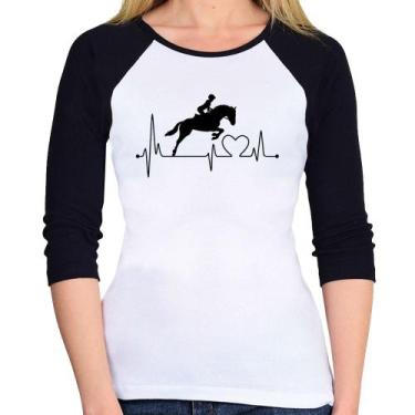 Imagem de Baby Look Raglan Hipismo Batimentos Cardíacos Manga 3/4 - Foca na Moda