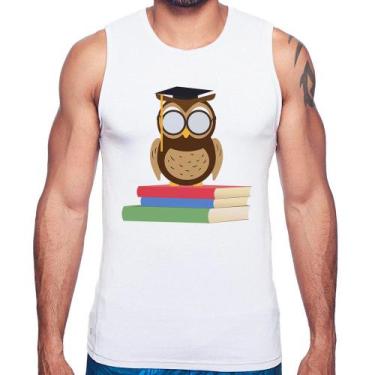 Imagem de Regata Coruja Estudante - Foca na Moda, Branco, M