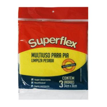 Imagem de Pacote Pano Multiuso Limpeza Pesada Superflex - 34cm X 36cm - 03 Folha