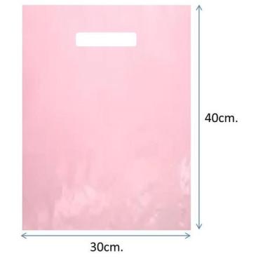 Imagem de Sacola Alça Vazada 30 x 40 Lisa 1KG - Plastimpel, Rosa