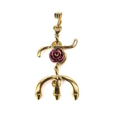 Imagem de Pingente Tridente Maria Mulambo Rosa Roxa 3,7 cm Dourado - Lua Mística
