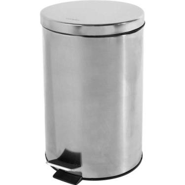 Imagem de Lixeira redonda, 20 litros, inox, cinza, VONDER