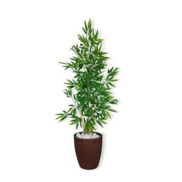 Imagem de Planta Artificial Bambu 1,2 m Kit + Vaso S. Marrom 30cm - FLORESCER DE