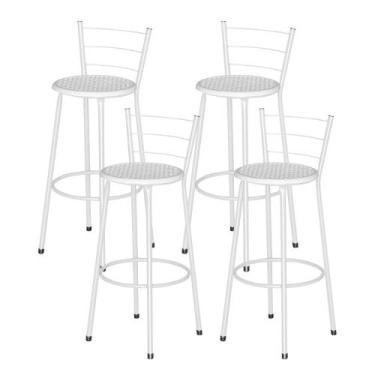 Imagem de 4 Banquetas Alta Epoxi Branca Cristal - Laumar, Branco