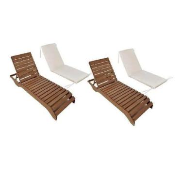 Imagem de Conjunto 2 Espreguiçadeiras Madeira Verona C/colchonete - ALF MÓVEIS