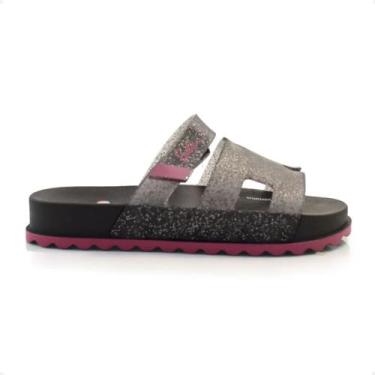 Imagem de Chinelo Bebê Slide Grendene Barbie Glam Slide Preto, Rosa, Fume glitte