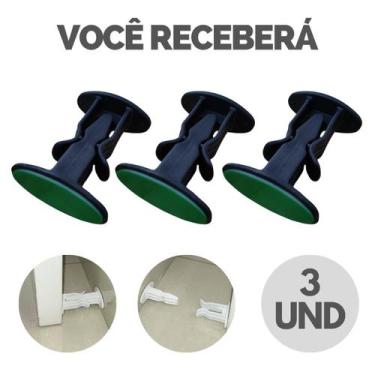 Imagem de Kit Trava De Porta Batente Fixador Prendedor Adesivo Amortece Impacto 