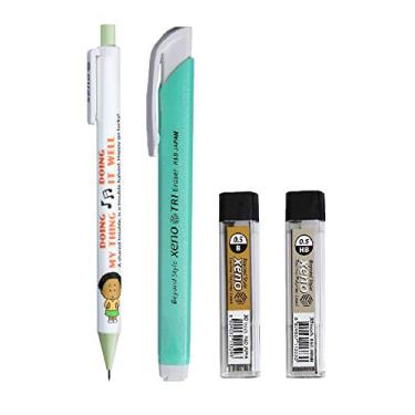 Imagem de Lápis mecânico Xeno Angry Little Asian Girl 0,5 mm com HB, B Leads, conjunto de borracha, Yellow Green