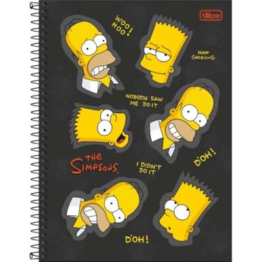 Imagem de Tilibra - Caderno Espiral Capa Dura Universitário 1 Matéria Simpsons 80 Folhas - Fundo Preto - Caretas