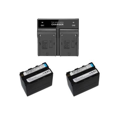 Imagem de 2 baterias P/ Iluminador Led Np-f970+carregador Duplo t - sem