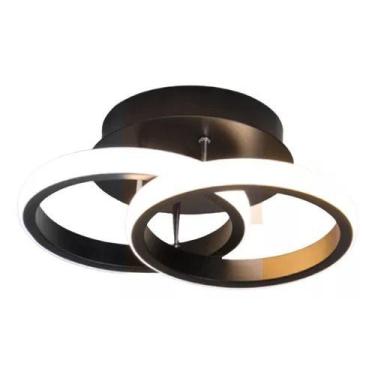 Imagem de Plafon Luminária LED Moderna Duplo redondo Preto 40W - GENÉRICA