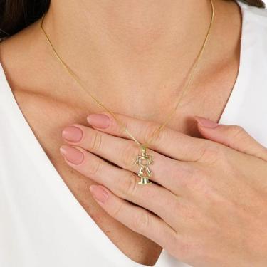 Imagem de Colar Pingente Dourado Filha Feminino Boneca Banho Ouro 18k - Enzara J