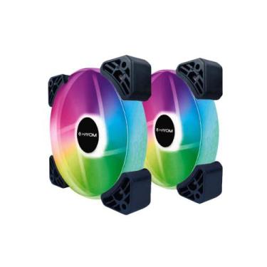 Imagem de Kit 2 Cooler Fan Hayom FC1306 RGB 120mm 12cm Sem Controladora - FC1306