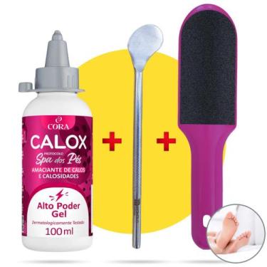 Imagem de Kit Amaciante Calos Gel + Espátula Bisturi 222+ Lixa SPA Pés Podóloga 