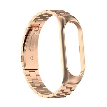 Imagem de KOMI Pulseira de relógio Mi Band 7 – Pulseira de substituição de aço inoxidável de metal compatível com smartwatch Xiaomi Mi Band 7 Tracker (ouro rosa)
