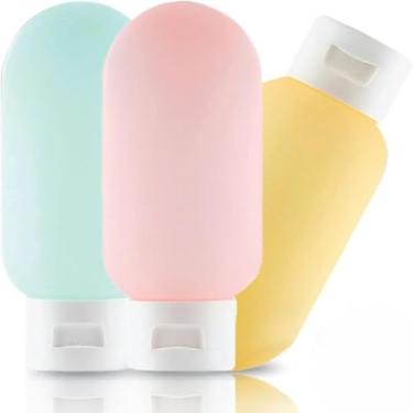 Imagem de Kit Viagem 3 Frascos de Silicone à Prova de Vazamento – Porta Shampoo, Condicionador e Loção | Frascos de Viagem Compactos e Reutilizáveis, para Necessaire e Bagagem de Mão – Kit de Frascos Viagem