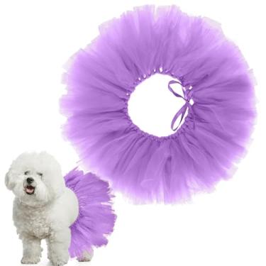 Imagem de Locmeo Tutu de tule para cães, pequeno, grande, médio, vestido de cachorro, saia para fantasia de bailarina para Halloween, filhotes, gatos, coelhinho, roupa de aniversário, festa de casamento,