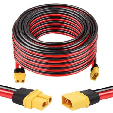 Imagem de MOOKEERF Cabo de extensão XT60 10AWG 35FT XT60 para XT60 com conector macho para fêmea para estação de energia portátil, painel solar, bateria RC