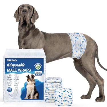 Imagem de MICOOYO Fraldas para Cães Descartáveis Masculinas | Super Absorventes para Cães Machos | Fraldas para Cães Machos Mais Leves | Fraldas À Prova de Vazamento para Filhotes Fraldas para Cães Machos com I