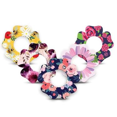 Imagem de ExpressionMed - Adesivo para Libre 2 e Lingo (pacote com 5) - Feito nos EUA, impermeável, suporte dividido, fita CGM (flores silvestres)