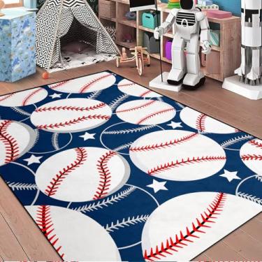 Imagem de Tapete de beisebol para quarto infantil – Tapete esportivo para quarto de meninos, 1,2 m