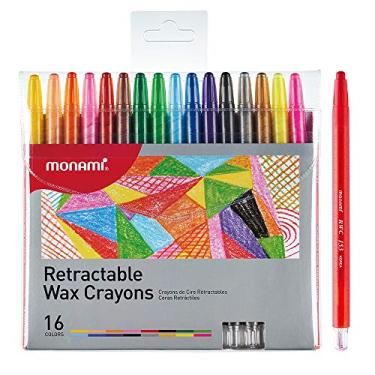 Imagem de MONAMI Giz de cera retrátil, gizes de cera torcidos, cores sortidas, pacote com 16