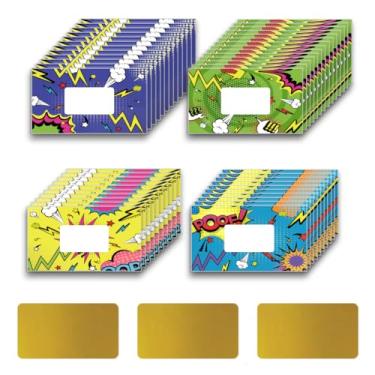 Imagem de PLIGREAT 120 peças de adesivos de raspadinhas da série de quadrinhos, vales de presente em branco, cartões de recompensa para crianças, raspadinhas, prêmios para estudantes, professores, suprimentos