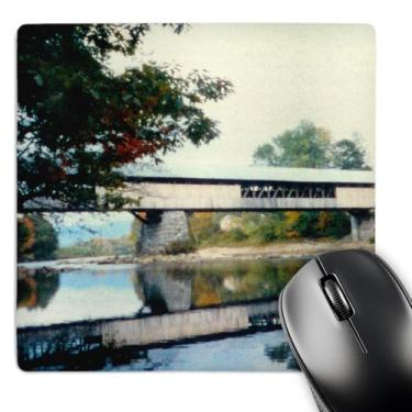 Imagem de 3dRose Mouse pad LLC 20 x 20 x 0,65 cm, ponte coberta e folhagem no outono em Vermont (mp_31839_1)