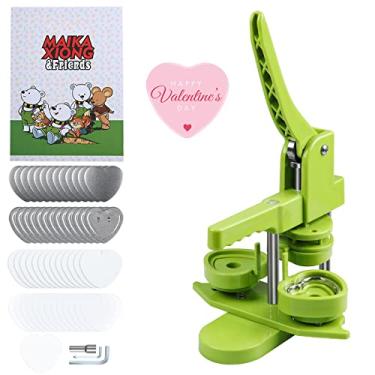 Imagem de MK.Bear Máquina de Fazer Botões de Coração DIY, Prensa Manual com 100 Conjuntos de Suprimentos para Fazer Botões de Alfinete