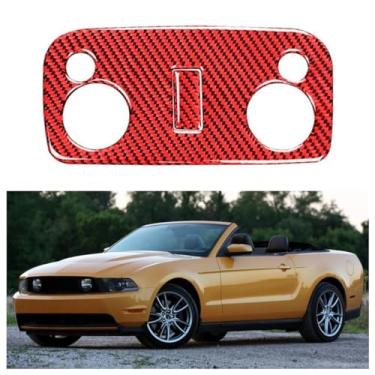 Imagem de IKUESM compatível com Ford Mustang 2009-2014 Acessórios de fibra de carbono interior do carro luz de leitura painel quadro adesivos decalque guarnição capa decoração(RED)