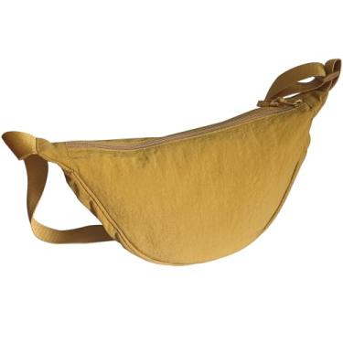 Imagem de Bolsa Crescent para mulheres e homens, pequena bolsa tiracolo de nylon leve bolsa de ombro bolsa de cintura de viagem (amarela)