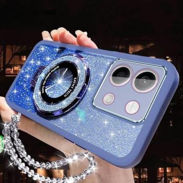 Imagem de Capa de suporte de telefone com pulseira de cristal brilhante para Xiaomi para Redmi Note 13 12 11 10 9 11S 10S 9S 8 7 Pro Plus 4G 5G, azul, para Note 11 4G