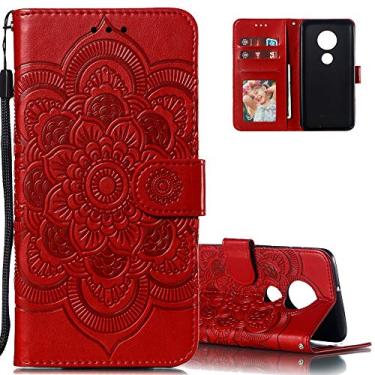 Imagem de LEECOCO Capa para Moto G7 Power Mandala Embossing Luxury PU Leather Flip Notebook Carteira estilo livro suporte magnético slot para cartão Folio bumper capa de proteção para Motorola Moto G7 Power