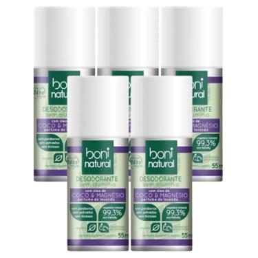 Imagem de Kit 5 Desodorante Boni Natural Roll-On Natural Coco E Magnésio Vegano Lavanda 24Hrs Proteção 55ml