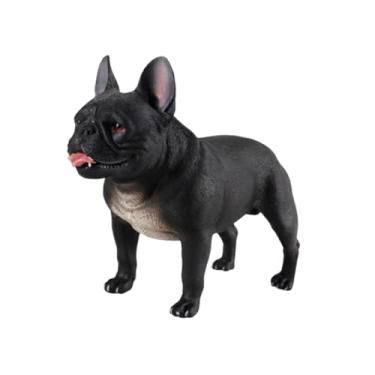 Imagem de Ioensy Estátua de cachorro Fatueta Modelo de Simulação de Cães Animais para Cães Escultura de Filhote para Cabinete da Sala de Dinalização do Gabinete, Bulldog Francês Preto