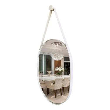 Imagem de Espelho 60x47 Oval Com Alça Moderno + Pendurador - A.J, Gelo
