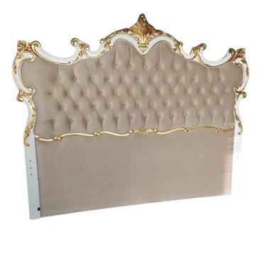 Imagem de Cabeceira Queen Imperial Rainha Entalhada Laca Branca Apliques Folhead