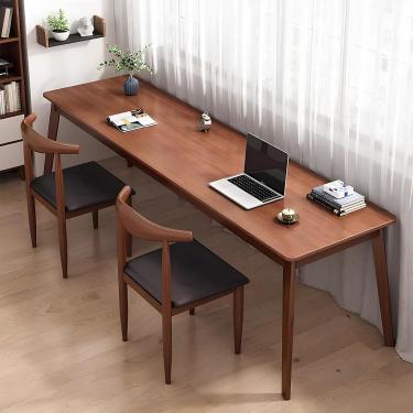 Imagem de Mesa para duas pessoas, mesa de madeira maciça, grande mesa de escritório executivo, mesa de estudo de madeira, estação de trabalho de computador moderna para 2 pessoas, para escritório domé