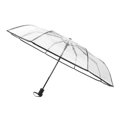 Imagem de Clear Automático Automático Clear Automático Gubra Dobrável, Transparente 3 Guarda -chuva Dobrável, Bordagem Preta Transparente Automotor Aberto Close Umbrella Portable 8