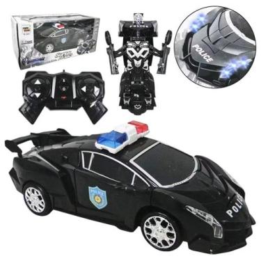 Imagem de Carrinho de Controle Remoto 2 em 1 Polícia Transformers Robô com Som e