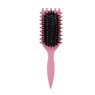 Imagem de Escova de estilo de cabelo cacheado para salão de beleza Escova de cabelo cacheado para pentear e modelar cachos masculinos e femininos Ferramentas para reduzir puxões (rosa)