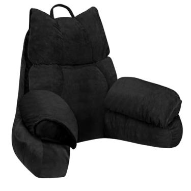 Imagem de RRPAHWTV Travesseiro de costas para cama sentado, travesseiro de leitura com espuma viscoelástica para encosto de adulto, travesseiro de costas com braços para assistir TV/ler/jogar/descansar na cama,