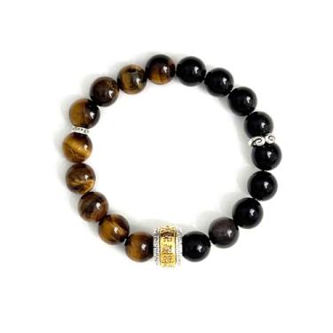 Imagem de Pulseira Black Myth Pulseira de Pedra Olho de Tigre Obsidiana Pulseira Metafísica Pulseira Chinesa com Contas para Homens Wukong Sun Monkey Acessórios Pulseira de Fio de Mercadoria Equipamento de Jogo