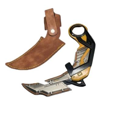 Imagem de Game Valoran 16,4 cm RGX 11z Pro Karambit faca modelo metal artes marciais arma mini jogo coleção cosplay adereços decoração exibição desktop (amarelo)